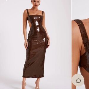 Adoria
Sequin Cut Out Maxi Dress - Chocolate